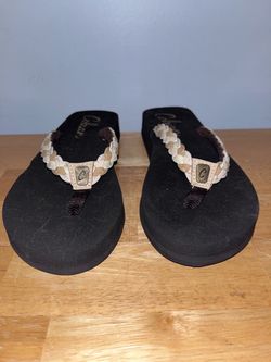 womens size 6 cobian sandals black and tan leather