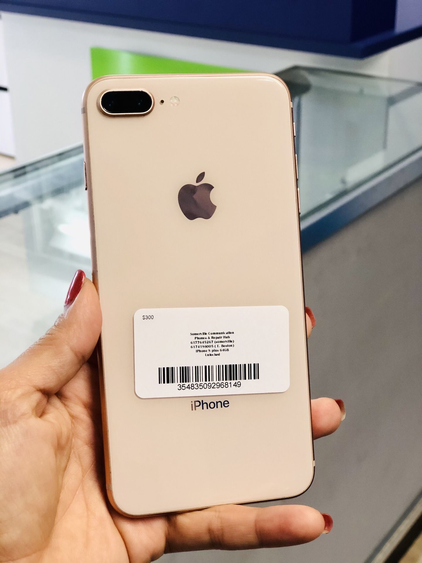 Factory unlocked iPhone 8plus 64gb, store warranty