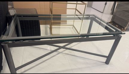 Glass Top Coffee Table with Metal Frame