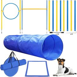 dog agility kit dog agility equipment for training dog games with tunnel dog 8 agility obstacles slalom bars dog training kit dog ring $39 Warehouse A