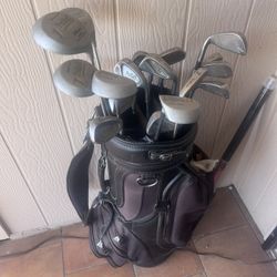 Golf Bag, Golf Balls And Clubs 