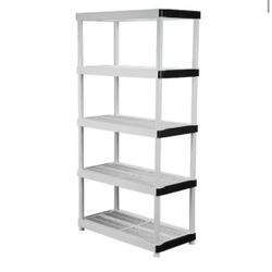 HDX 5-Tier Easy Assembly Multi-purpose Plastic Garage Storage Shelving Unit in Gray (36 in. W x 72 in. H x 18 in. D)
