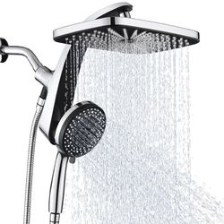 High Pressure Rain Shower Head: Upgrade Shower Heads with Handheld Spray Combo with Fixed Showerhead and 10 Sprays Handheld Shower Head, Detachable Sh