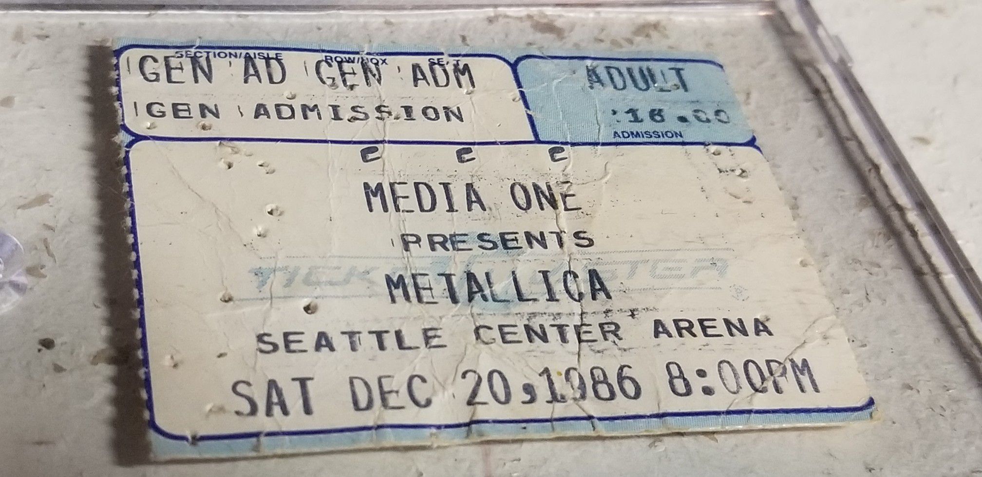 RARE METALLICA 1986 Seattle concert ticket stub