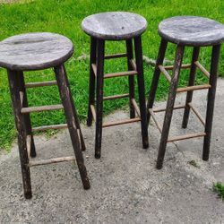 3 Wood Bar Stools For A Project About 35 Inches Tall 