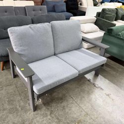 Outdoor HDPE Patio Loveseat Sofa with Cushion,Weather-Resistant Patio Furniture