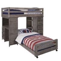 Twin Bunk Bed w/ Desk, Chest of Drawers, and Bookshelf