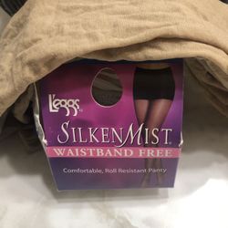 L’EGGS “Silken Mist” Waistband-Free Sheer Toe Pantyhose (Nude, Size B)