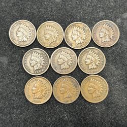 Set of 1900 to 1909 Indian Head Cents -- INCLUDES KEY DATE COIN!