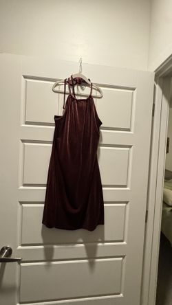 Maroon Halter Velvet Mini Dress