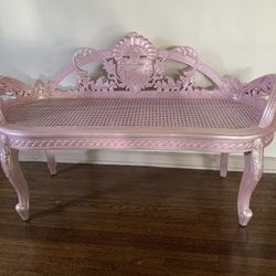 Long Bench Sette Chair Wood And Cane Vintage 