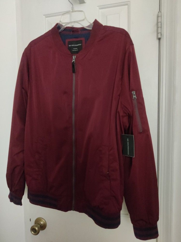 No Boundaries Men's Maroon Bomber Jacket 