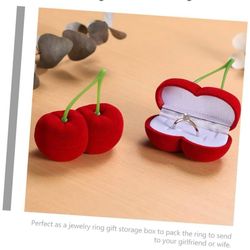 Ring Holder Strawberry Ring Case with Bow Ring, Shaped Velvet Ring Jewelry Storage Box  Each For $4 B030