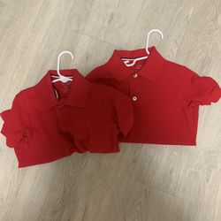 2 French Toast little boy’s red school uniform shirts