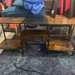 TV Stand for Bedroom 50 Inch TV Stand with Power Outlet 3 Tier Entertainment Center with Storage TV Console Table for 50 43 40 32 Inch TV, Rustic Brow