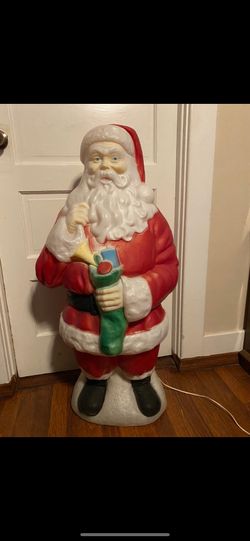 Vintage 40” General Foam Plastic Blow Mold Santa With Stocking Decoration