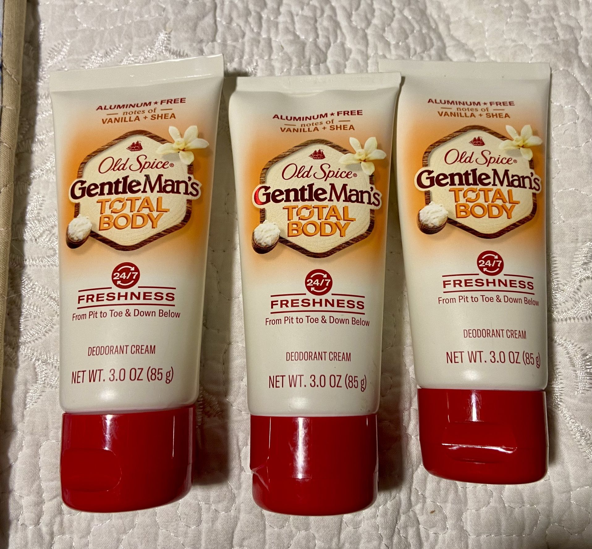 Old Spice GentleMan's Blend Total Body Deodorant, Vanilla + Shea, Aluminum Free Deodorant Cream 3 oz. New