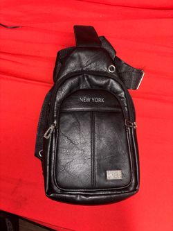 New York Black Faux Leather Sling Bag