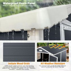 6x6 Ft Plastic Outdoor Storage with Floor and Lockable Door Plastic Garden Shed for Backyard, Lawn, Cold Grey