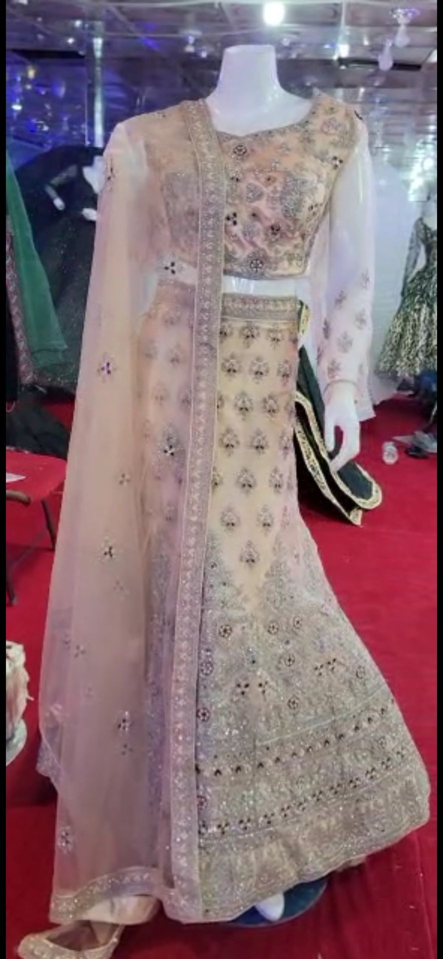 Pink And Beige Sequin Hindi Dress