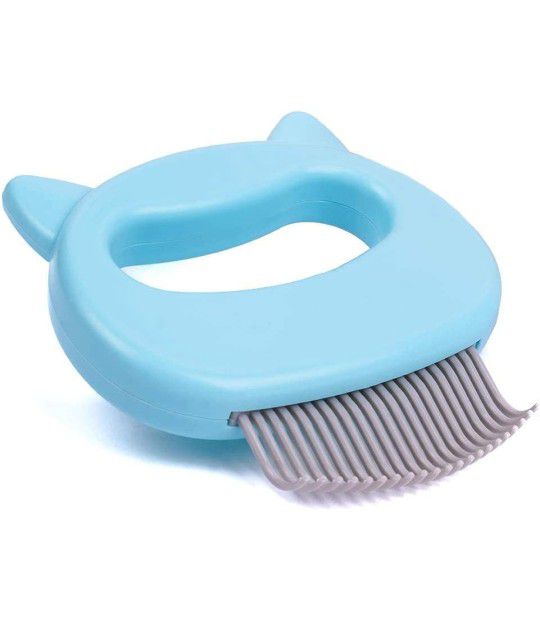 Pet Hair Removal Massaging Shell Comb Deshedding Brush Groom Fur Dematting Blue