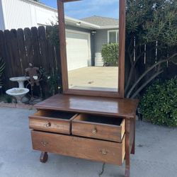 Vintage Dresser With Mirror 