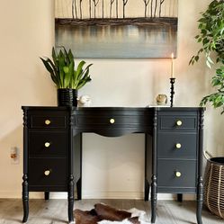 Solid Cherry Wood  Vanity /Desk Black 