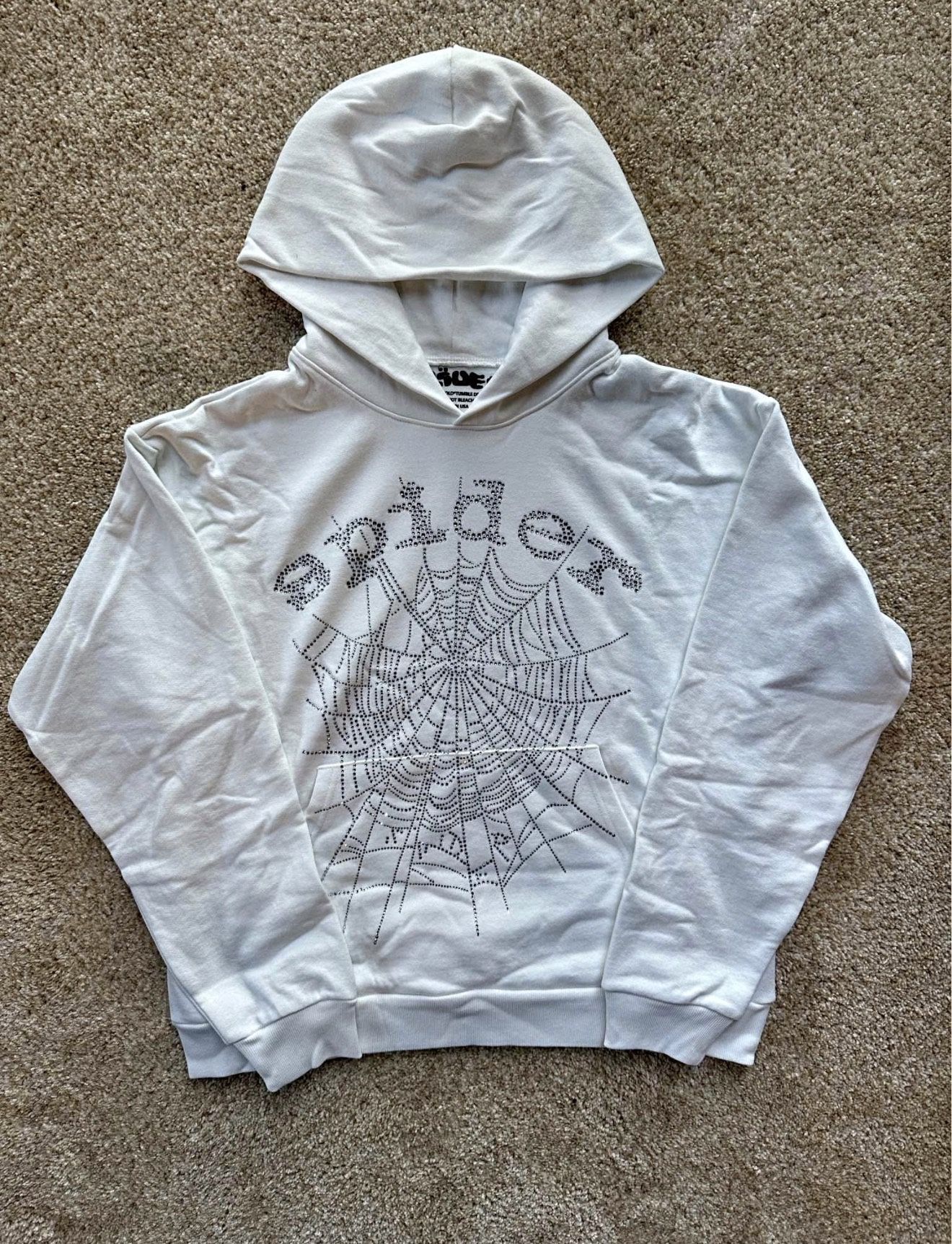 OG white Rhinestone Spider Hoodie