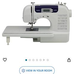 Brother Sewing and Quilting Machine, CS6000i, 60 Built-in Stitches, 2.0" LCD Display, Wide Table, 9 Included Sewing Feet, Beige/Blue