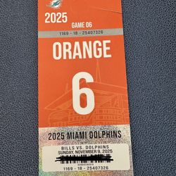 Miami Dolphins vs Buffalo Bills Orange Parking Pass