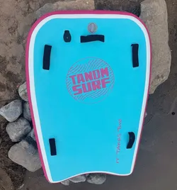 TANDM Surf AIR 51" Inflatable 2-Person Bodyboard Pink Teal w/ Pump Carry Bag