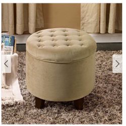 ChurchHomeCollections.co  presents:  Carson Carrington Hare Large Round Button-tufted Storage Ottoman