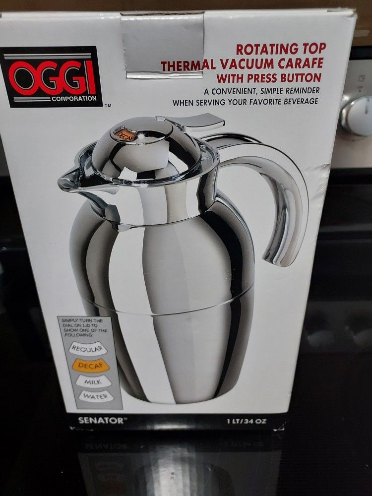 OGGI ROTATING TOP THERMAL VACUUM CARAFE WITH PRESS BUTTON 1 LT/34 OZ  ORIJINAL PRECIO $45 