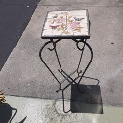 Tile top collapsible plant stand or little side Table