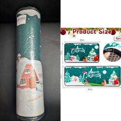 NEVER USED. Christmas Kitchen Rug Set, 2 Pieces, Non-slip Backing 