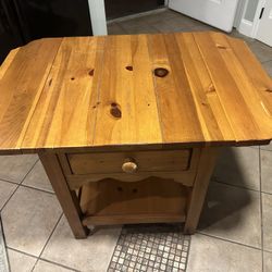 Wooden Side Table With Droppable Sides