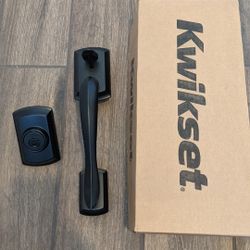 **Kwikset Prague Matte Black Single Cylinder Entry Door Handleset**