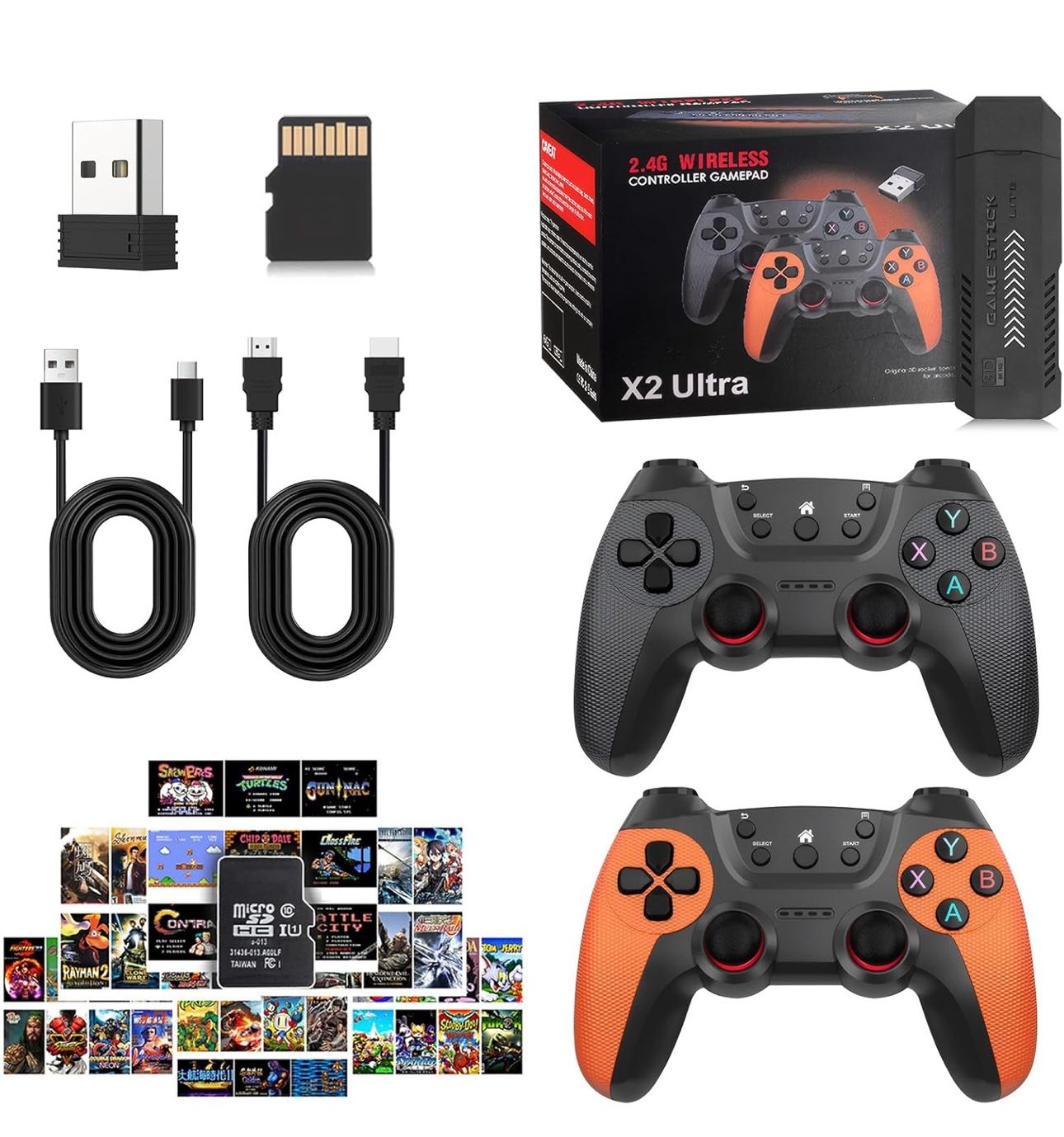 20000+ Games,2025 Retro Home Game Console Wireless Double Handle PSP Arcade Double TV Game Console Plug and Play Video Game Stick, HDMI Output TV128G