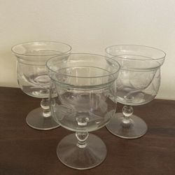 Vintage Etched Glass W/leaf Pattern For Shrimp Cocktail W/insert