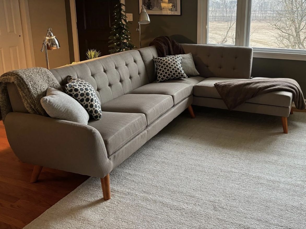 Gray Millette Mid-Century Modern 111” by 80” Sectional Sofa by George Oliver