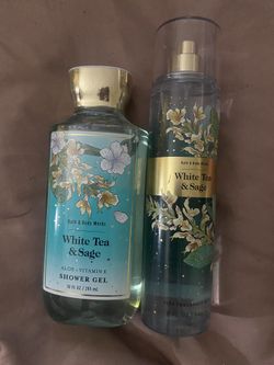 Baths and Bodyworks White Tea And Sage Body Spray/Shower Gel Bundle 