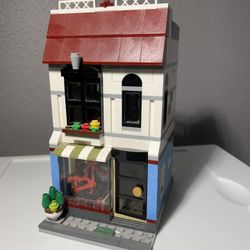 LEGO story bike shop building. prebuilt