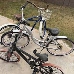 3 BIKES! 2 BEACH CRUISERS AND ONE KIDS BIKE ALL FOR $50