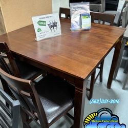 Squared Kitchen Dining Table Brown Wood