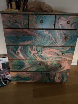 Solid Wood Hand Painted Tall Dresser 