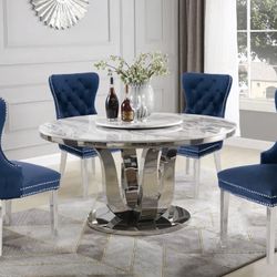 5 PCS Dijon Collection Genuine Marble table top Dining set-lazy Susan-available in 3 colors Now 2489.00 Free Delivery 🚚