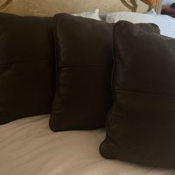 6 Brown Leather Cushions