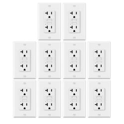 ) ELECTECK 10 Pack GFCI Outlets 20 Amp, Non-Tamper Resistant, Decor GFI Receptacles with LED Indi