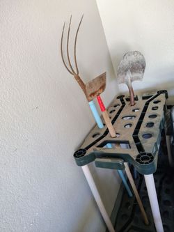 Large Garden Tools Organizer with some old tools.