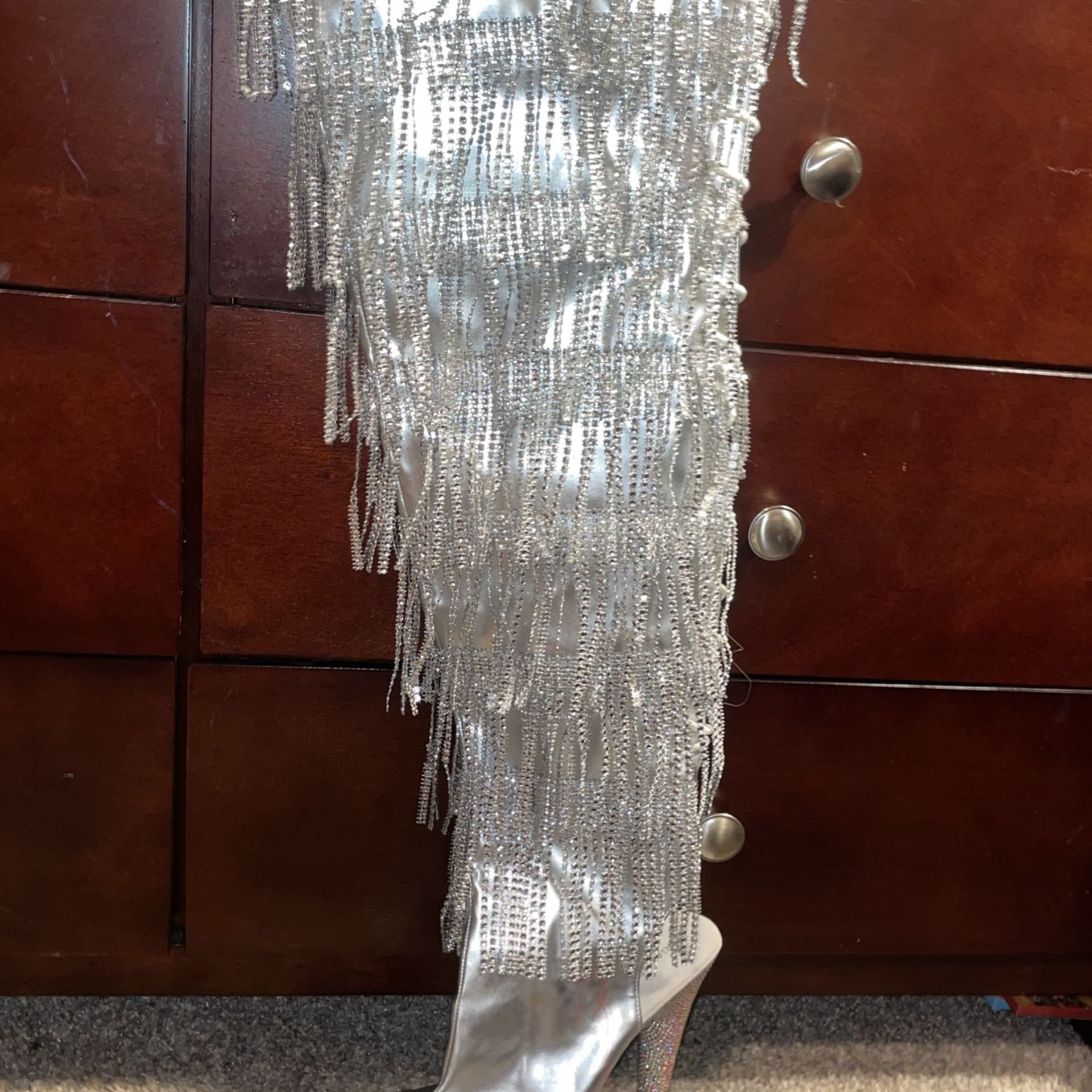 New Silver & Pink Pleaser High Heels 9